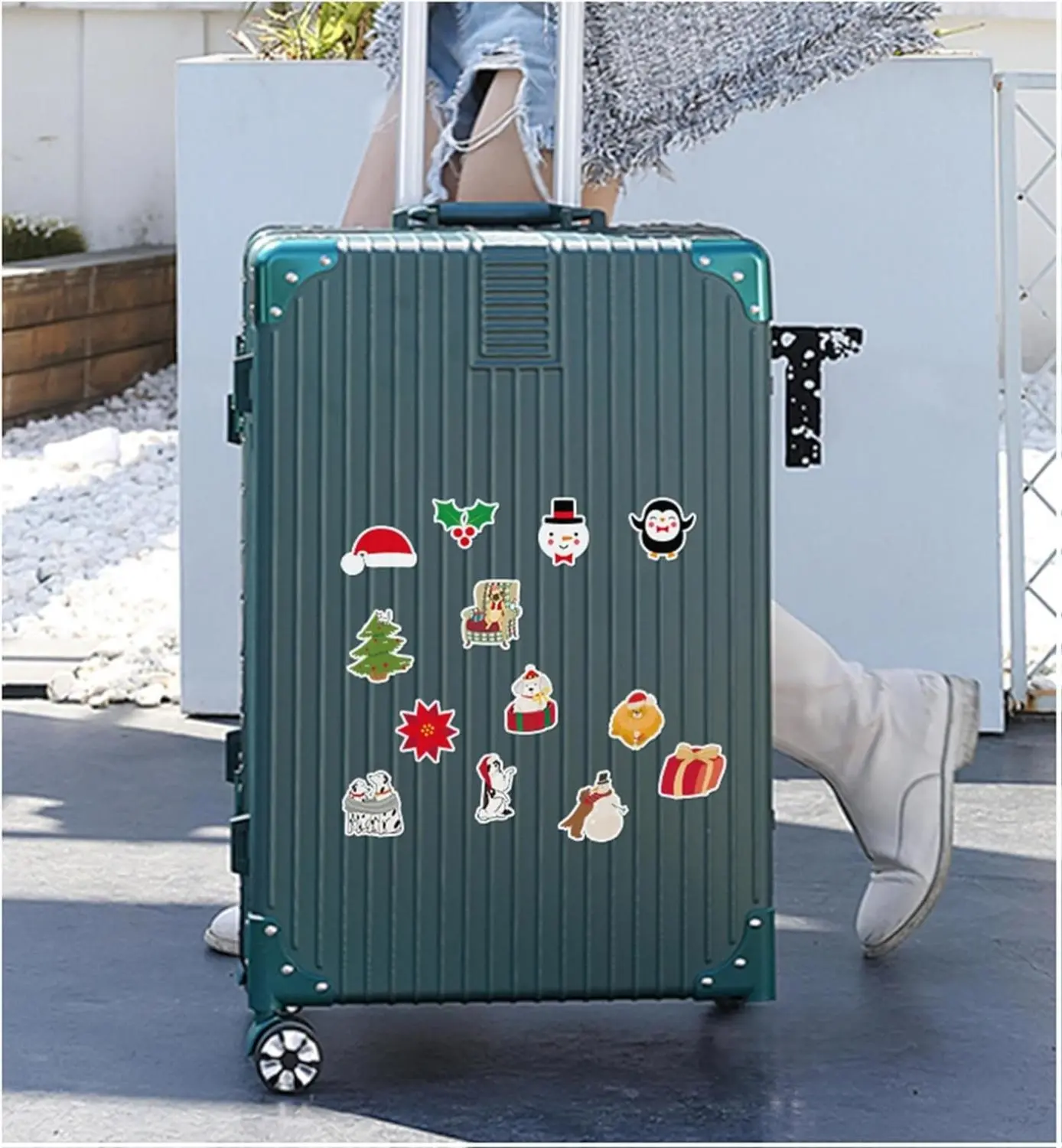 2025 New UV-Resistant Fade-Resistant Christmas Vinyl Stickers - 50 Non-Repeating Waterproof Mobile Phone & Laptop Decals for Kids Holiday Accessories