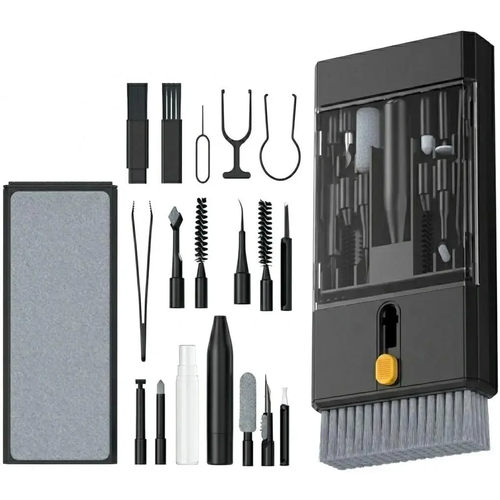 22 in 1 Precision Cleaning Kit - Professional  Device Cleaning Tools for Phone, airPods Headset, Keyboards, Cameras, Laptop &  (Black)