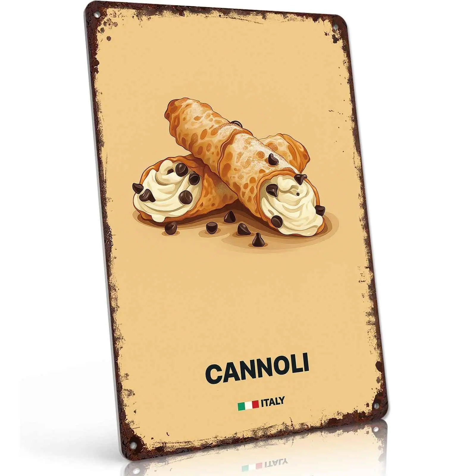 Cannoli Italy Metal Tin Sign 8x12 Inch Vintage Wall Decor for Kitchen Cafe Bakery Retro Food Art Plaque Gift for Italian Dessert Lovers