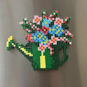 Perler Bead Watering Can Bouquet Magnet or without