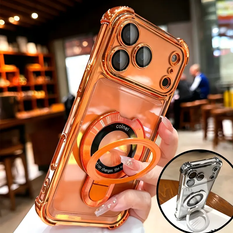 iPhone 17 16 15 14 13  Pro Max with Magnetic Bracket, Airbag Anti-Drop Protection, Wireless Cover & Screen Protector