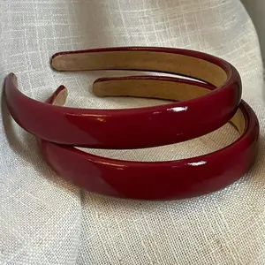 Vintage Solid Color Pu Leather Hair Band, Casual Versatile Hair Accessories for Women, Minimalist Headwear Suitable for Thick Hair, Headband Set