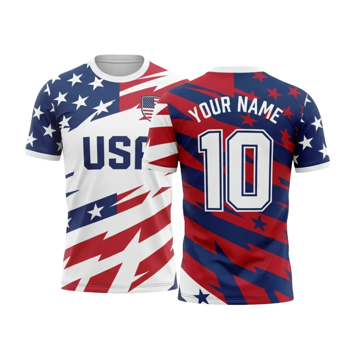 Custom Name & Number America Flag Color US Fan Soccer AOP T-shirt, Outdoor Top Clothing, Gift for jersey fan