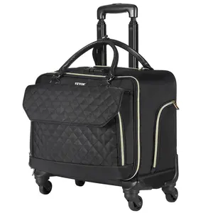 VEVOR Rolling Laptop Bag,  Fits Up to 17.3 Inch Laptop, Wheeled Briefcase, Roller Computer Tote Bag with 4 Spinner Wheels & TSA Lock, Laptop Case for Work Travel Business, Women & Men (Black Gold)