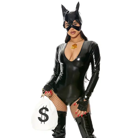 Forplay Women's Halloween Steal the Dough 4-Piece Women's Sexy Cat Burglar Costume