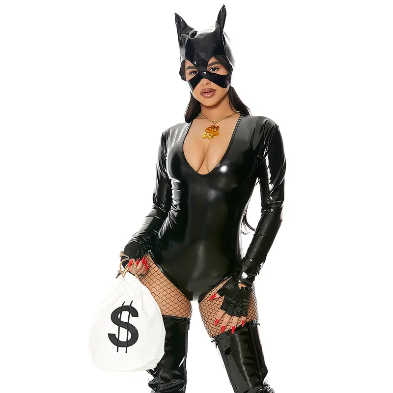 Forplay Women's Halloween Steal the Dough 4-Piece Women's Sexy Cat Burglar Costume