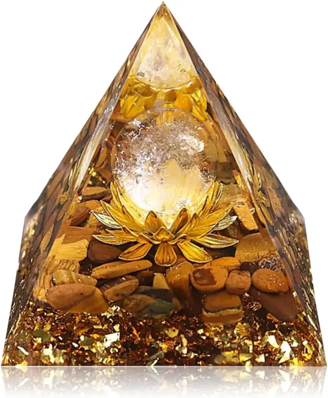 The yellow crystal in the energy tower  Each piece measures 8/8/9cm - handcraft