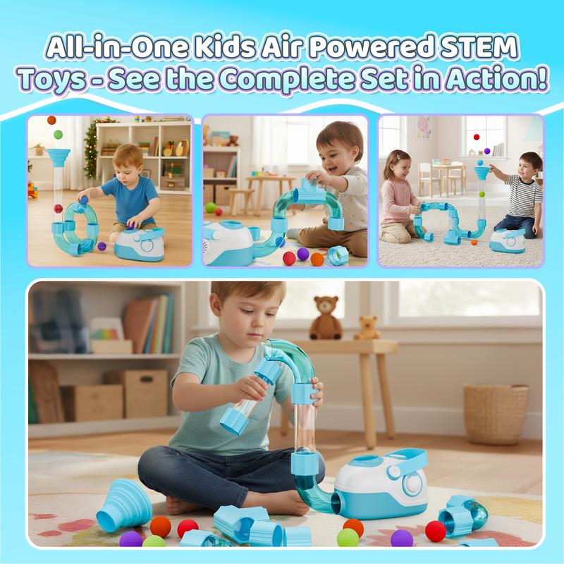 Air-Powered STEM Building Toys - Rechargeable & Play While Charging Kids Toys STEM Toys for 3+ Year Old, Birthday for Kids