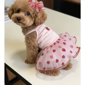 pet mesh dress/dog cat dress/mesh pet dress/summer mesh outfit/cute pet dress/ Pet mesh dress made of lightweight breathable fabric, comfortable and non stuffy. Sweet elegant design suitable for small dogs and cats and photo shoots. T-Shirt Spring Pajamas