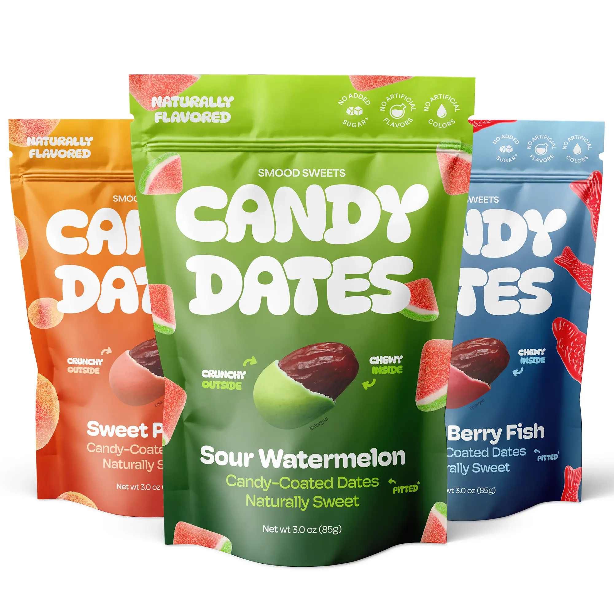 Smood Sweets Variety Pack – Try All 3 Flavors | Naturally Flavored Fruit Candy Dates Sampler
