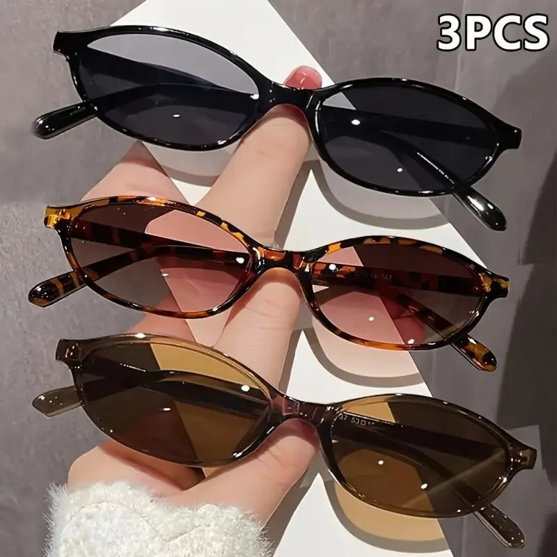Women's Tortoise Shell Sunglasses - 3-Piece Trendy Casual Pair with UV400 Lenses, Lightweight Frame Glasses, Sun Protection for Daily Wear, Outdoor Cycling