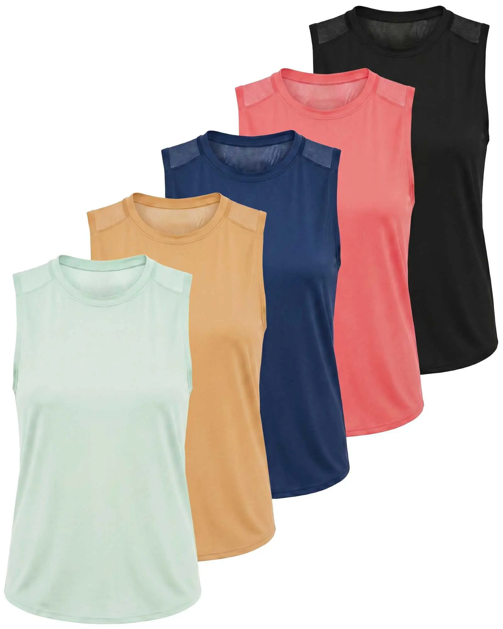 5 Pack Women's Dry Fit Tank Tops Sleeveless Racerback Athletic Workout