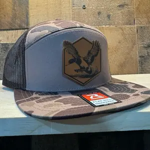 Bark Brown Richardson Flat bill hat - Duck leatherette patch
