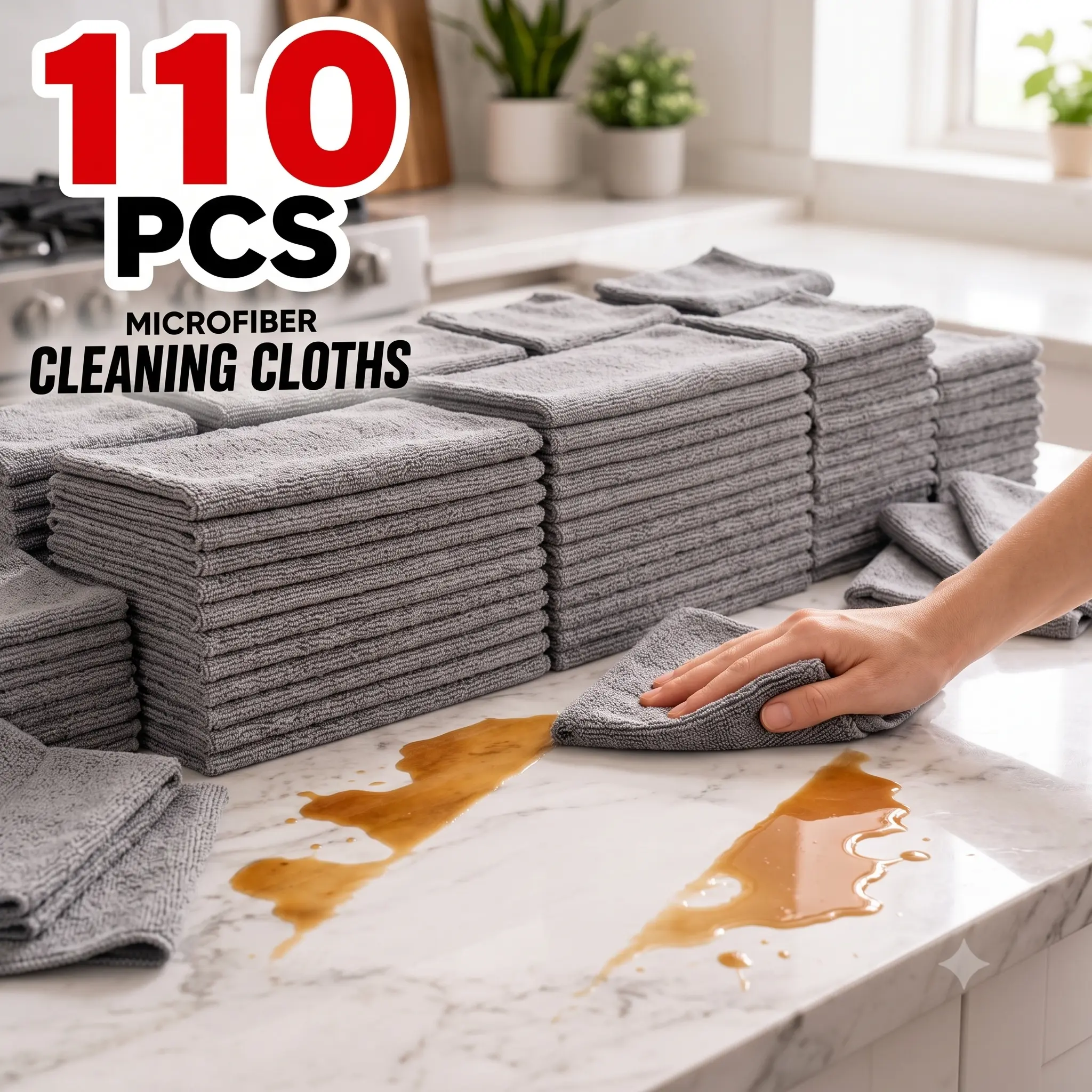 [100 PACK] Premium Multipurpose Reusable Cleaning Cloths - Lint-Free, Soft, Super Absorbent Bulk Towels for Kitchen Sink, Counters, Streak-Free Glass Cleaning, Multipurpose Reusable Towels, Dishcloths For Washing Dishes, Desk