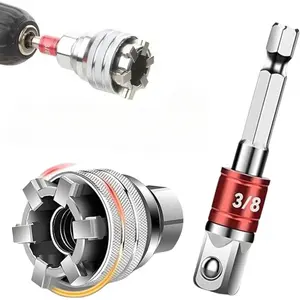 Multi-Function Universal Socket Wrench Tool - 10mm-19mm Adjustable Multi-Function Socket for 3/8" Drive Ratchet, Torque Wrench and Power Drill, Universal Socket Tool with Power Drill Adapter