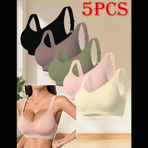 Steel-free large-size sports underwear, seamless gathering bra, high-quality pull-up type, comfortable, soft and elastic breathable knit fabric