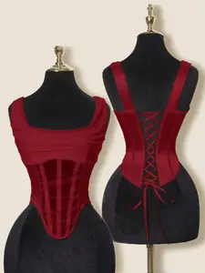 ICON Sheer Plunging Neckline Fishbone Camisole Trendy Streetwear Fashion Style Women