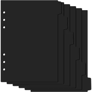 6-Ring Binder Plastic Divider Set, 6 Tab Binder Dividers A5 Insertable Binder Dividers Suitable for Notebooks and Binders(Black)