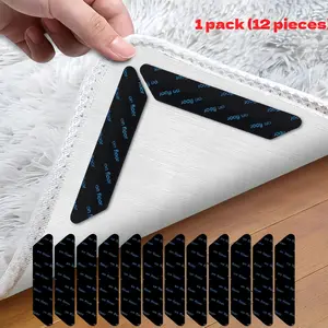Invisible Creative Trapezium Floor MatSticker, 12 Counts/set Non-slip Reusable RugPad Gripper, elf-adhesive Carpet Pad forHome Carpet Floor Mat