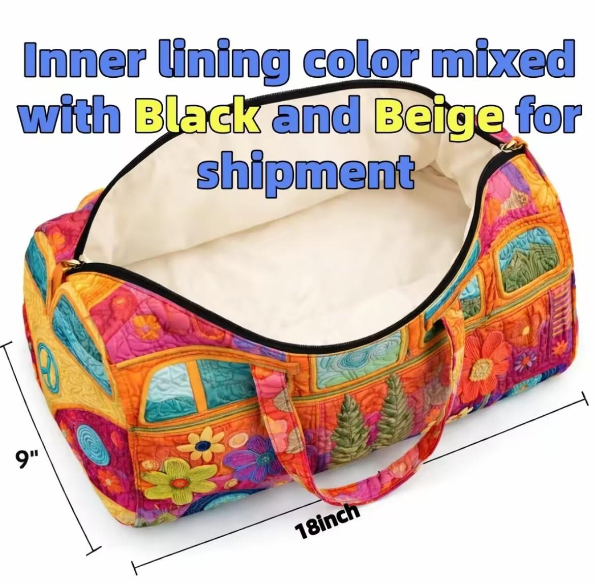 18 inch*9 inch*9 inch Unisex Boho Quilted Weekender Travel Bag, Lightweight & Comfortable, Hippie Design