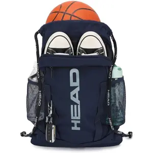 Men's Drawstring Backpack with Shoe & Phone Pocket,Structured  Gym Sack with Bottle Holders for Basketball, Workout, Tennis, Swimming, Travel,