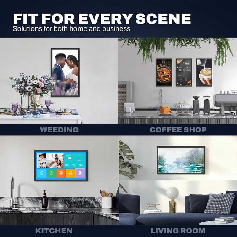 Arktronic Large Digital Picture Frame 27 inch 1920x1080 FHD IPS WiFi with Remote 64GB Storage Auto-Rotate Share via Apps Email USB Micro SD Black