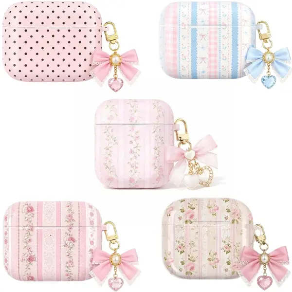 Pink Coquette AirPods Case No Keychain, Floral AirPods Cover, Vintage Cottagecore Earbuds Case, Cute Girly AirPods Protector, Aesthetic AirPods Case