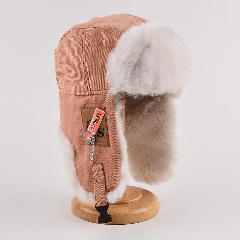 Thickened Lei Feng hat windproof and warm ear protection riding hat plush chain cotton hat fashionable hat