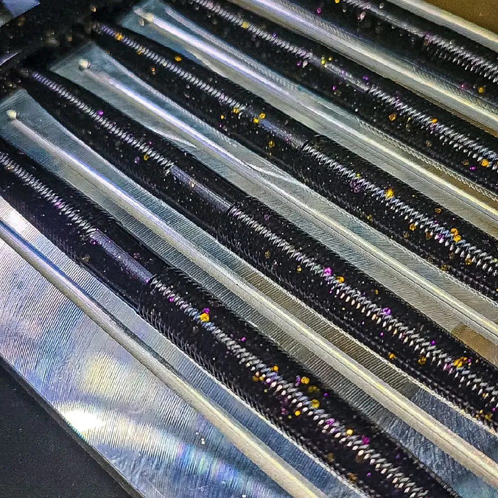 Dead Stick - Black Gold & Purple 5" Stick Bait for Bass Fishing Weightless Texas Wacky Rigs 8 Pack