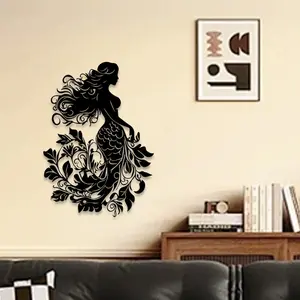 1pc Ocean Mermaid Metal Wall Art, Ocean Mermaid Statue Mural, Perfect for Beach House, Poolside, Mythical Artistic Wall Decor, Nautical Decor, Ideal Gift for Mermaid Lovers,Perfect For Halloween/Christmas/Easter decor.