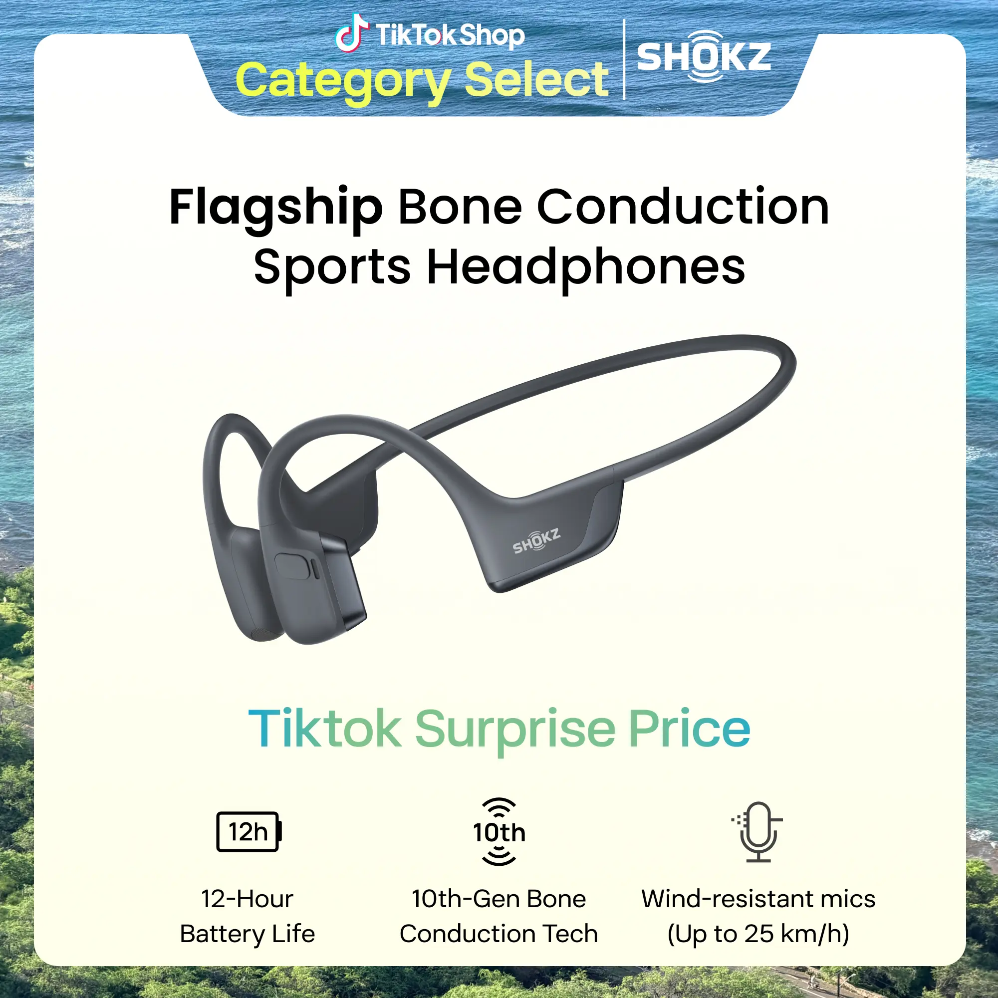SHOKZ OpenRun Pro 2 - Open-Ear, Bone Conduction Sport Headphones - Sweat Resistant, Workout Headphones with Deep Bass and Smart Mic