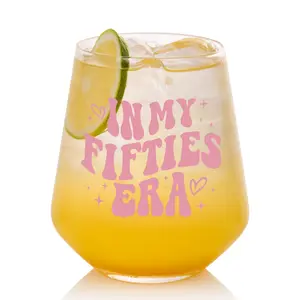 In My 50s Era Wine Glass - Best 50th Birthday Gifts For Women - Drinkware