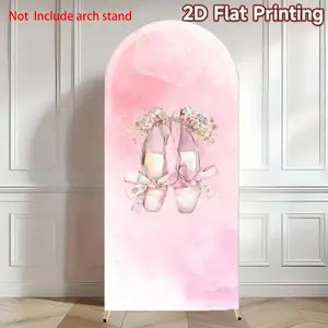 Pink Dance Ballerina Arch Backdrop Featuring Ballet Shoes for Baby Shower & 1st Birthday Party Event Photography Backgrounds Photo Backdrops