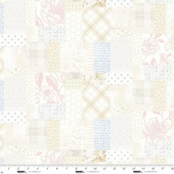 Fabric Studio E Cream Patchwork Pieces of America by the Quarter Yard 8591-14