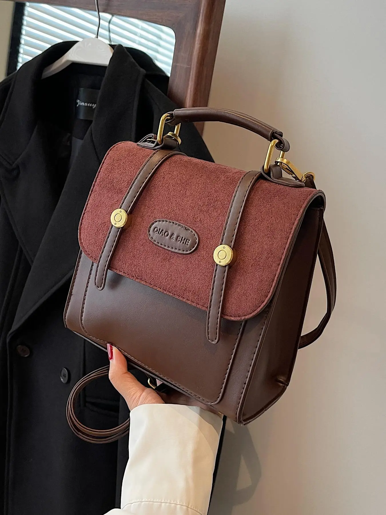 Women's Preppy Style Fashionable PU Leather Backpack, Trendy Casual Vintage School Backpack, Fashionable Backpack for Daily Use