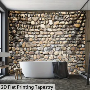 Stone Wall Tapestry Rustic Texture Backdrop Brick Landscape Wall Hanging Photography Background for Living Room Bedroom Indoor Outdoor Home Decor Polyester