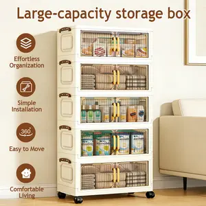 Tired of Home Clutter? Multiple Sizes 5-Tier Foldable Rolling Storage Cabinet, Heavy Duty, Easy to Move, Store & Relocate, Space Saving, Perfect for Living Room, Bedroom, Kitchen & All Room Organization ： jewelry box mini makeup organizer