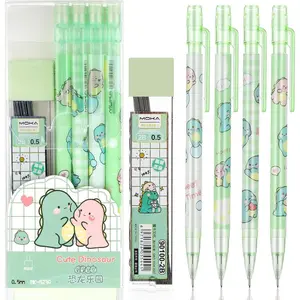 4 count Cute Mechanical Pencil Set, Including 0.5mm Cartoon Green Mechanical Pencils with 1 Tubes Refills Stationary  to School Office Supplies for Writing Drawing Sketching