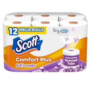 Scott ComfortPlus Lavender Scented Toilet Paper, 12 Mega Rolls (310 Sheets Each), Septic Safe 1-Ply Bath Tissu