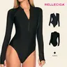 RELLECIGA Female Long Sleeve 1-Piece Sports Rash Guard Swimsuit - UV Protection, Quick-Dry Fabric, Removable Pads, Deodorant Feature, Multi-Size, Outdoor Surfwear, Clothing for Swimming, Driving, Gardening