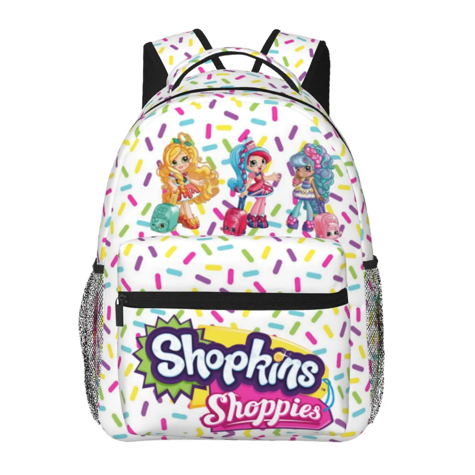 Shopkins Backpack for Travel & Commute, Shopkins cartoon school backpack Shopkins Shoppies casual backpack Zippered Front & Mesh Side Pockets, Padded Straps,back to school supplies