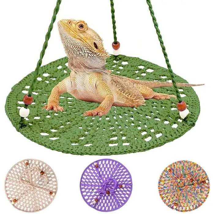 Hanging Pet Hammock Bed Natural Cotton Soft Perch Swing for Lizard Chameleon Hamster Chinchilla Squirrel Snake Parrot Cage Toys Large Size