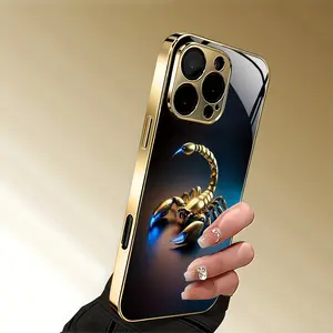 Scorpion pattern gold-plated phone case, suitable for iPhone 17 16 15 14 13 12 11 pro max, full coverage protective case, anti-dirt, durable, beautiful and classic