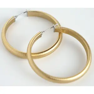 Women's 40mm Gold-Tone Stainless Steel Textured Hoop Earring Pair