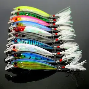 10PCS Minnow Fishing Lures Kit Artificial Fishing Lure Minnow Lures Minnow Crank Bait Fishing Tackle Hooks Topwater Baits for Bass Trout Saltwater/Freshwater