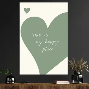 1 Piece Sage Green Wall Art - Modern Minimalist Happy Space Poster, Suitable for Bedroom, Living Room, Green Kitchen Decoration - Soft Green Tone Aesthetics, Frameless Neutral Tone Creates a Peaceful Atmosphere Modern Home Decoration