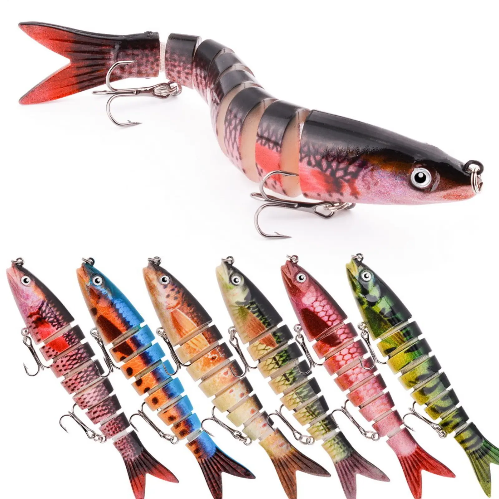 Lifelike Multi-Jointed Hard Swimbait Lure - Slow-Sinking Segmented Lure Set, Outdoor Fishing Equipment That Enhances Realism for Predatory Fish