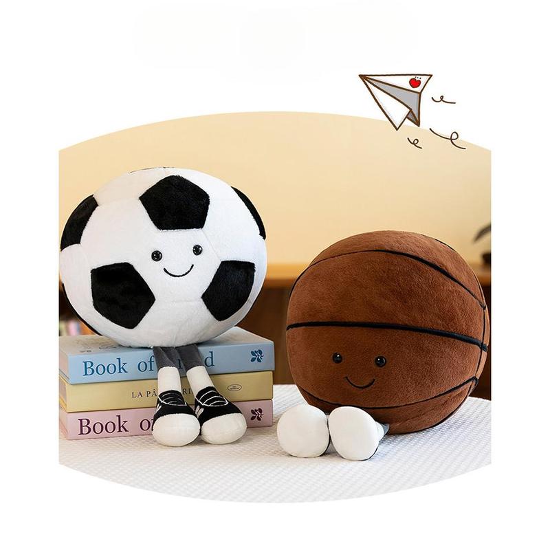 9.8-inch Basketball Plush Toy, Soft Filling Sports Plush Ball, Cute and Funny American Basketball Doll with Feet, Creative Basketball Ball-Shaped Decorative Cushion - Boys Girls Plush Toy, Basketball Pillow Gift, Suitable for Room Decoration, Sofa or Bed