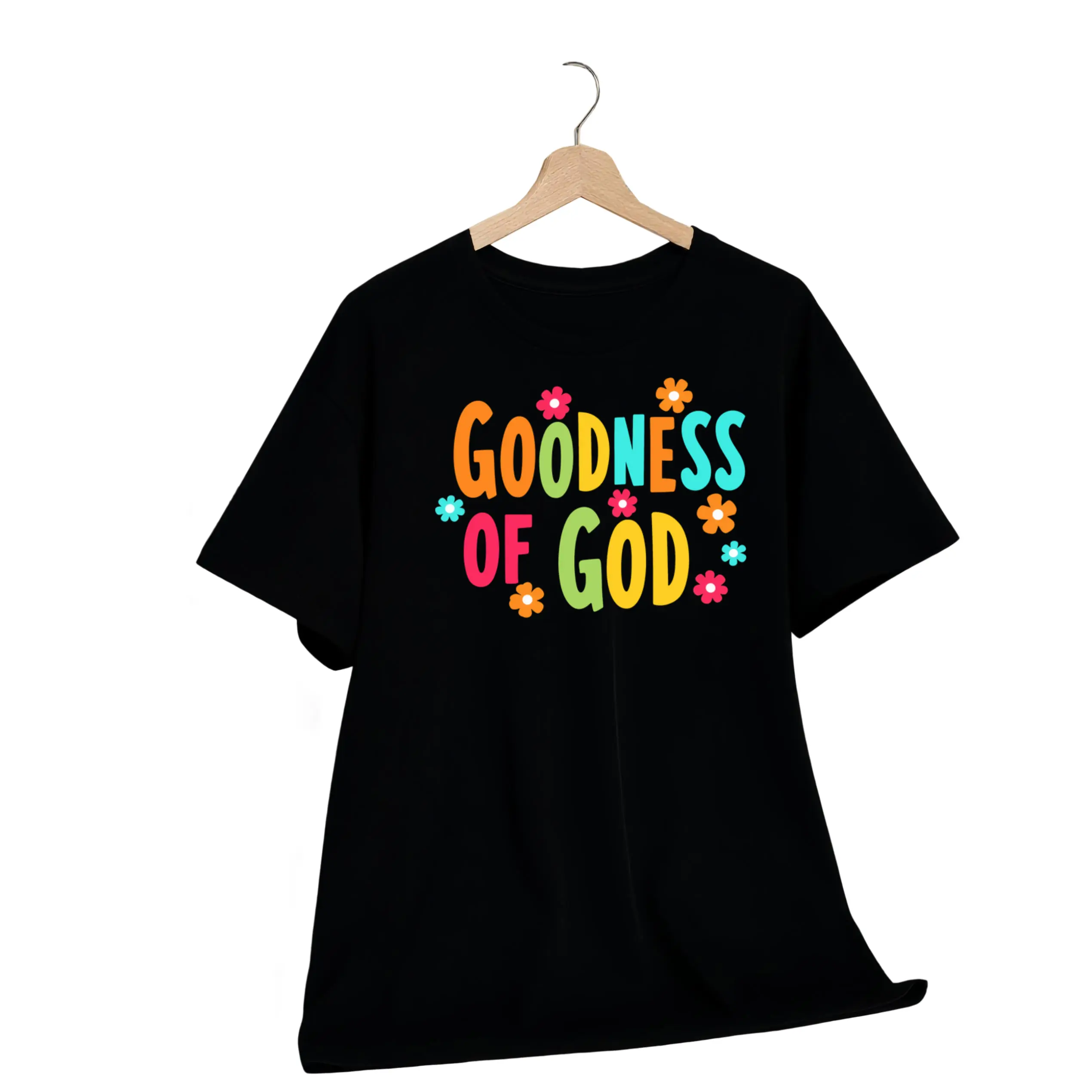Women'S Christian Faith T-Shirt | I Will Sing of The Goodness of God Psalm 136:1 - Breathable Round Neck Short Sleeve Top with Colorful Lettering And Floral Design, Inspirational Bible Verse Summer Church Outfit, Casual Christian Apparel