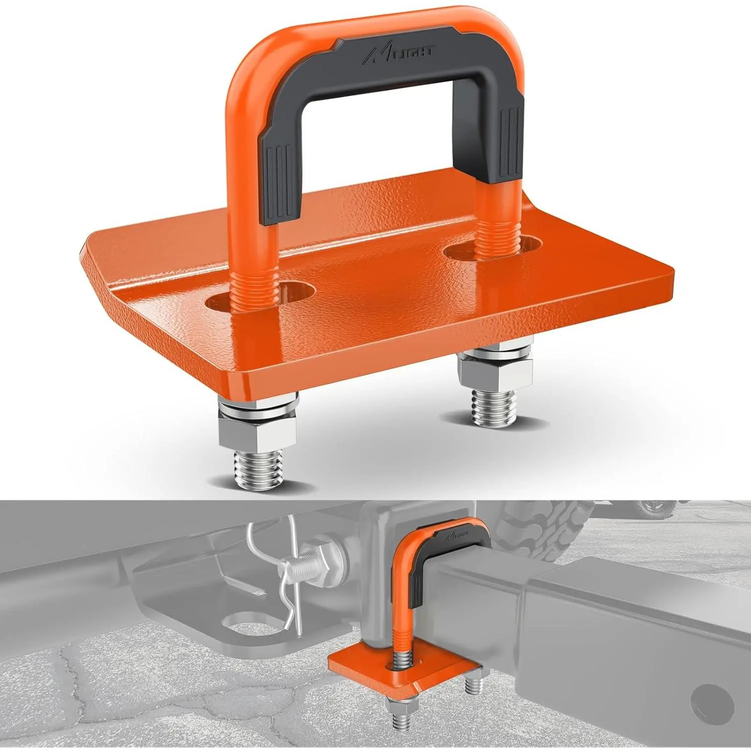 Nilight Trailer Hitch Tightener for 2 Inch Trailers Hitches Mount Anti Rattle Heavy Duty Steel with Rubber Cover Orange U Bolt Glossy Coating Plate Electrophoresis Anti-Rust Triple Protective Tow Hook Boating, Extra Thick, Adjustable, 2 Inch Trailer Hitch
